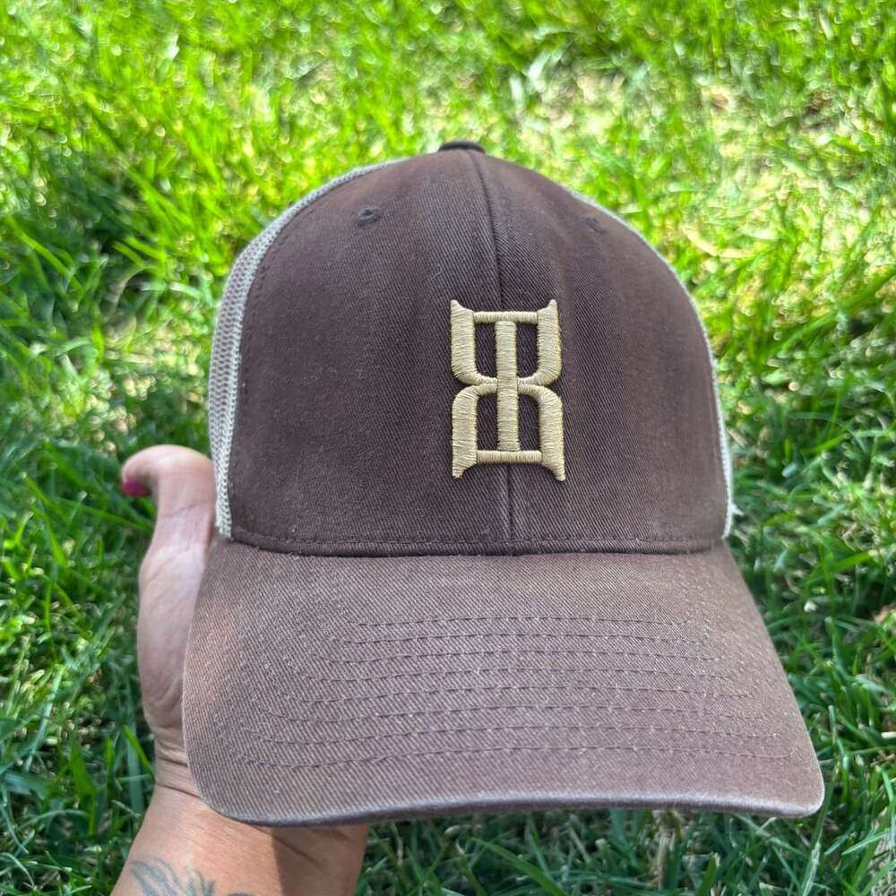 BEX Snapback Trucker Hat Brown Tan Embroidered Logo